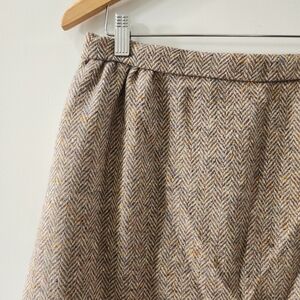 Donegal Handwoven Tweed Pencil Skirt - Cream/taupe